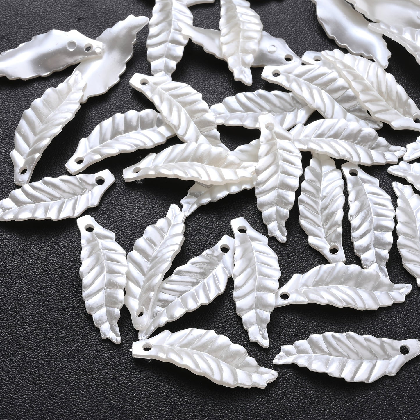 White Leaf Acrylic Beads