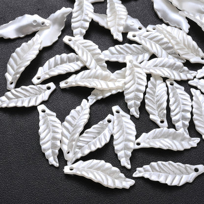 White Leaf Acrylic Beads
