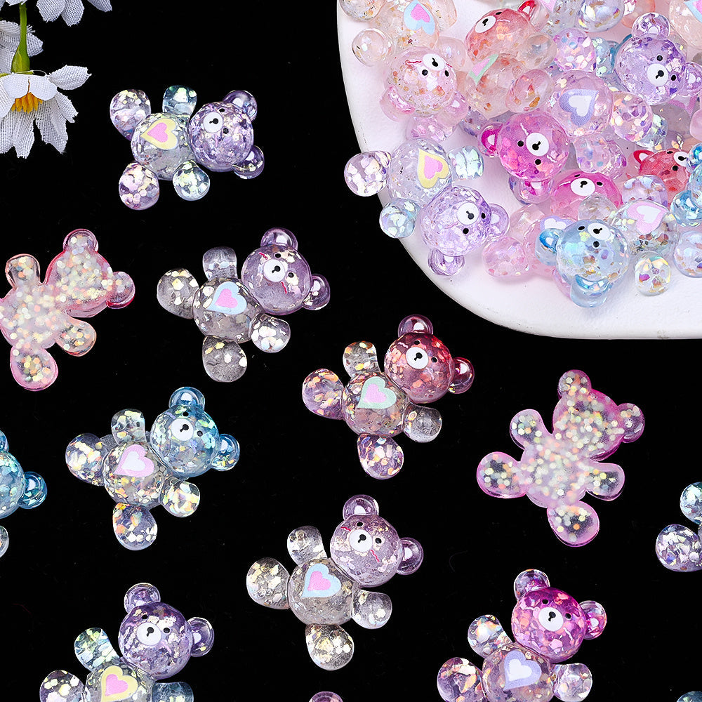 Shiny Bear Love Resin Patch Beads