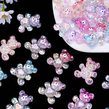 Shiny Bear Love Resin Patch Beads