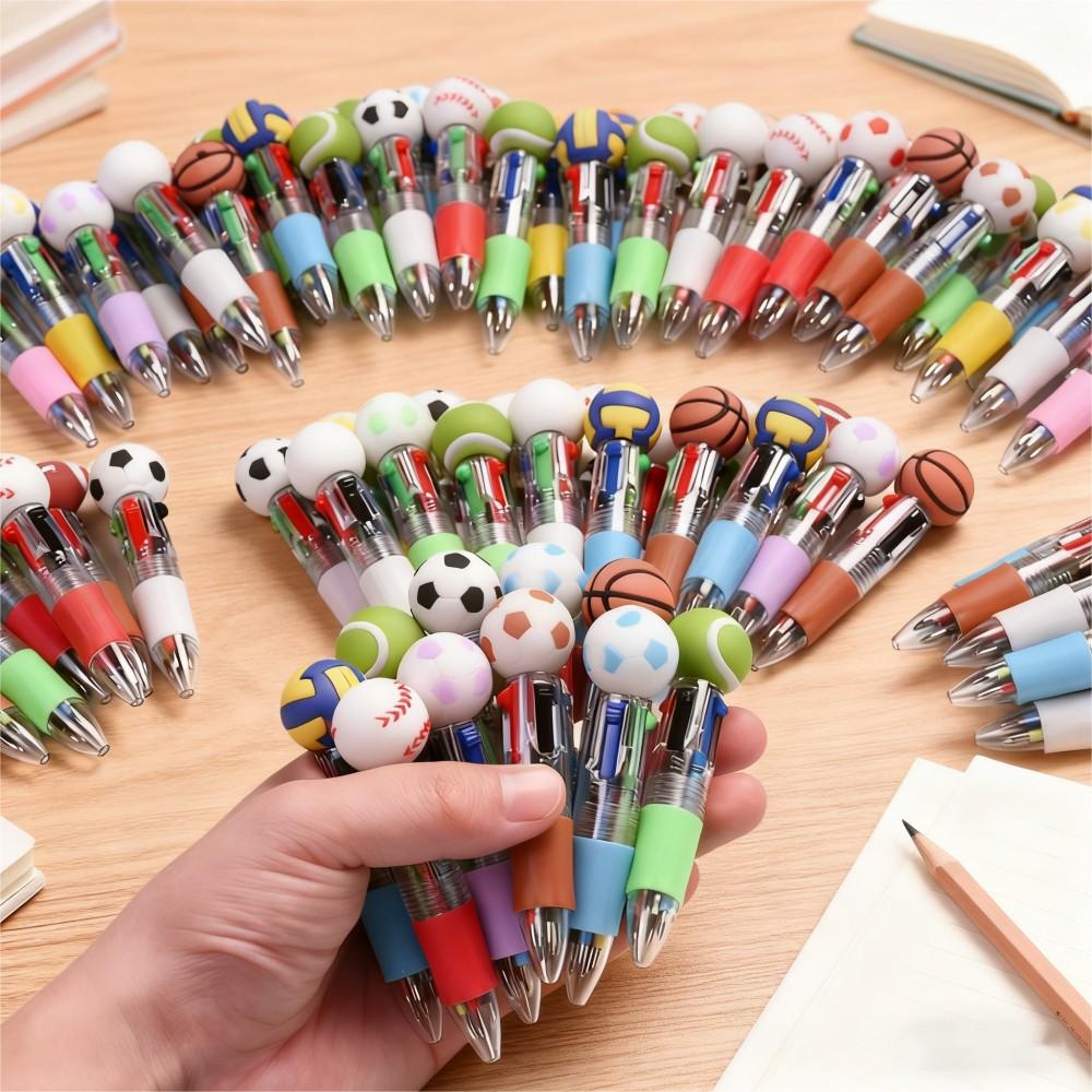 15PCS 4-Color Mini Sports Ball Retractable Pen Set
