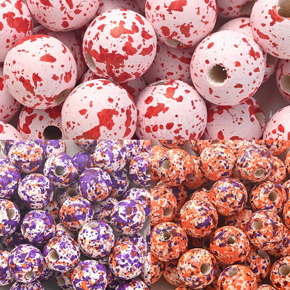 10PCS 16mm Pumpkin-Shaped Wooden Bead Set