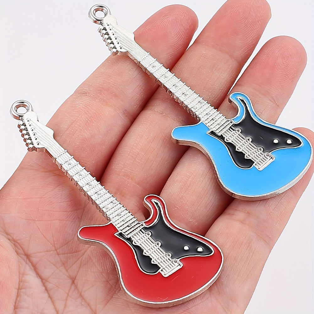 2PCS 7.4×2.6cm Antique Guitar Alloy Pendant Set