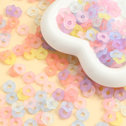 50-Piece 12 mm Frosted Acrylic Wavy Flower Chain Links