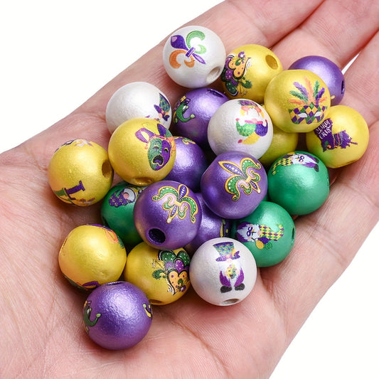 Colorful Carnival-Themed Wooden Spacer Beads