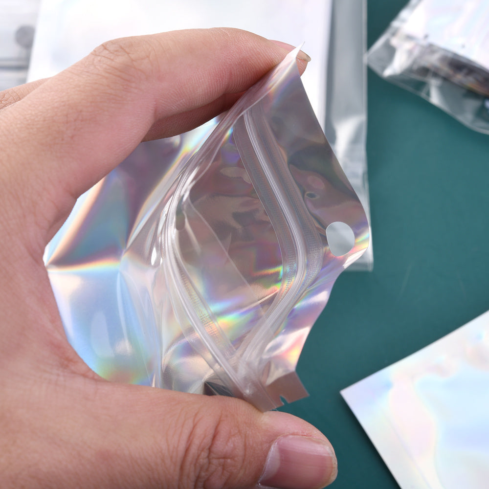 10PCS 12cm Reusable Laser Self-Sealing Packaging Bags