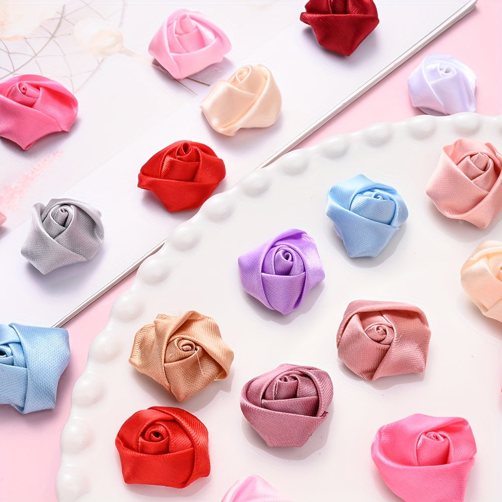 10PCS Multicolor Fabric Rose Bud Flower Embellishment Set