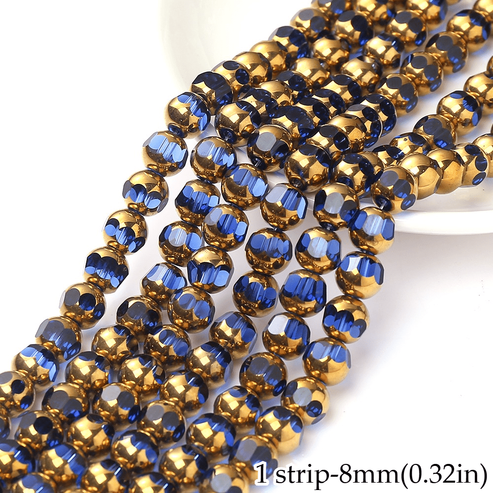 1/3strip 8-Faceted Synthetic Crystal Glass Bead, Random Color Flat Round