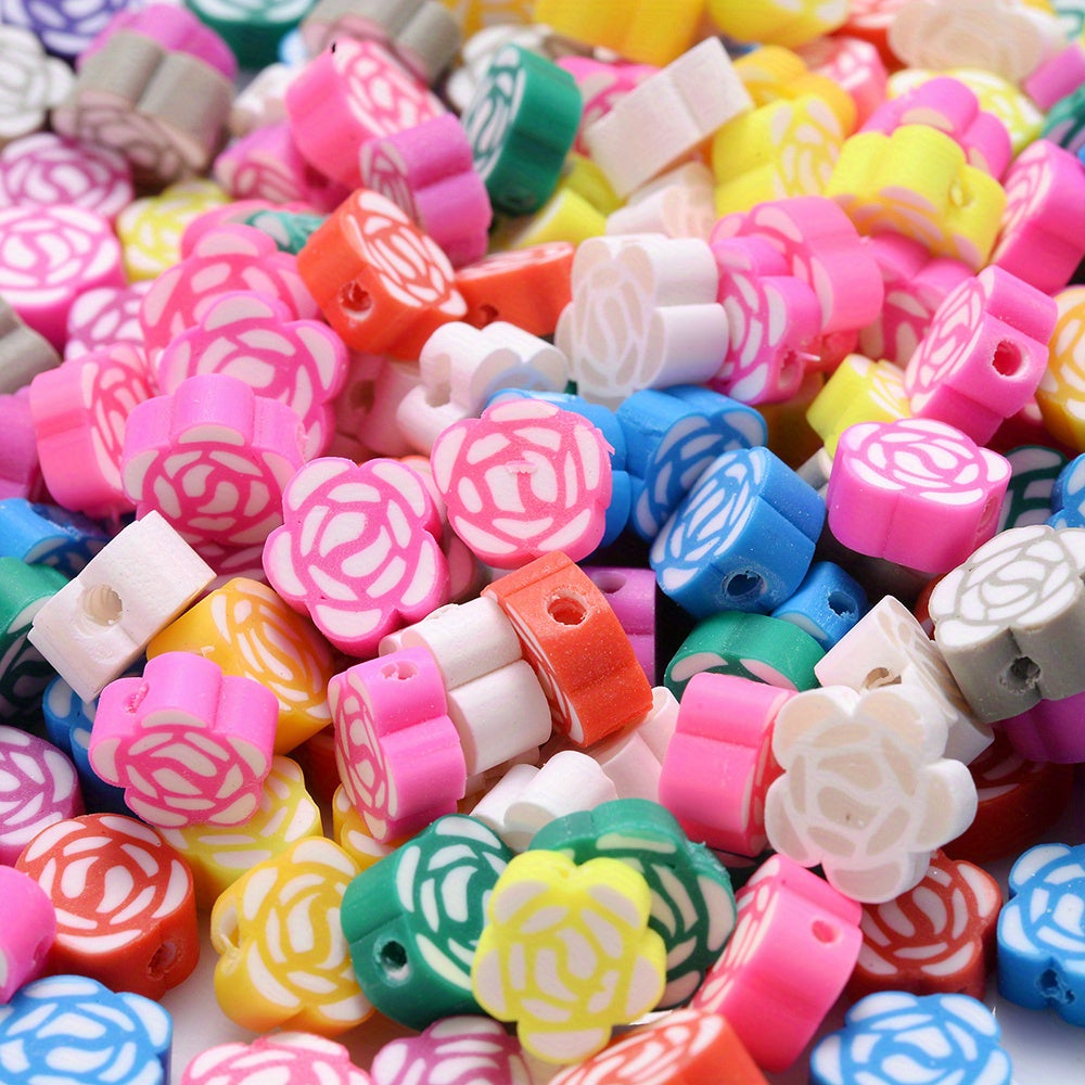 Mixed Rose Polymer Clay Spacer Beads