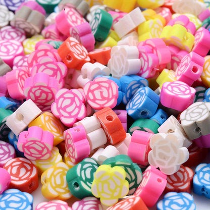 Mixed Rose Polymer Clay Spacer Beads
