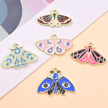 Colorful Alloy Moth and Butterfly Pendant Charms