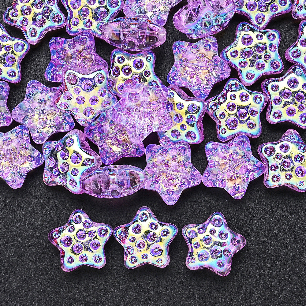 10PCS 18mm AB Shimmer Star Glass Bead Set