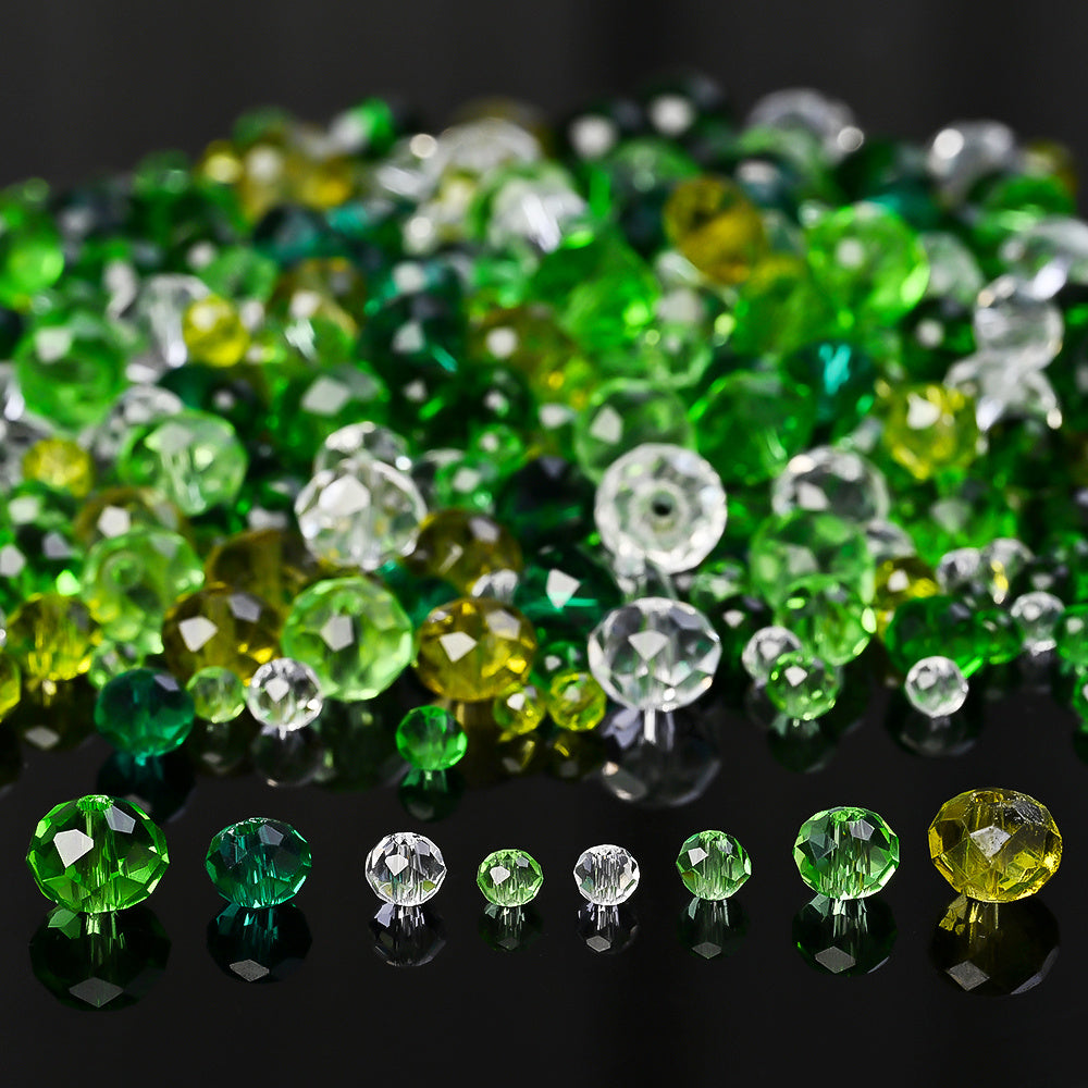 Green Faceted Glass Beads Set