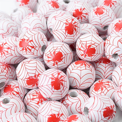 Halloween Spider Web Wooden Spacer Beads
