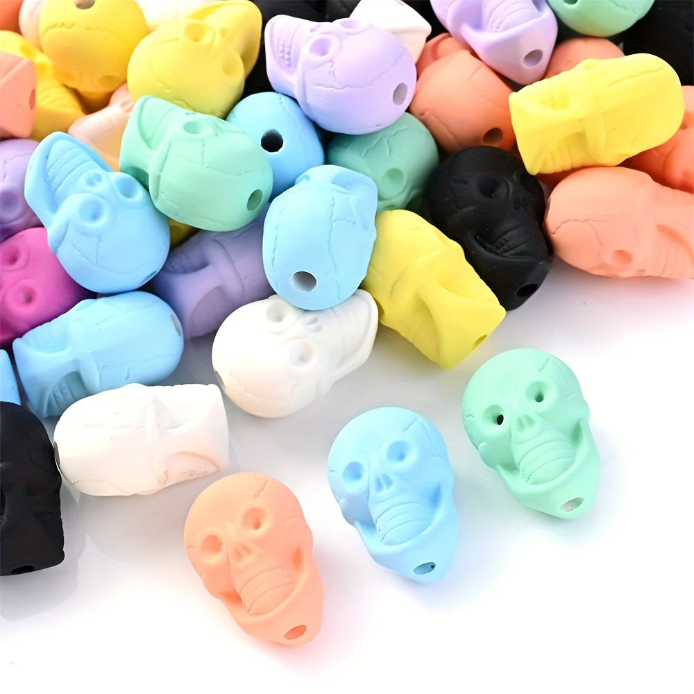 10PCS 14×20mm Solid Color Acrylic Skull Bead Set