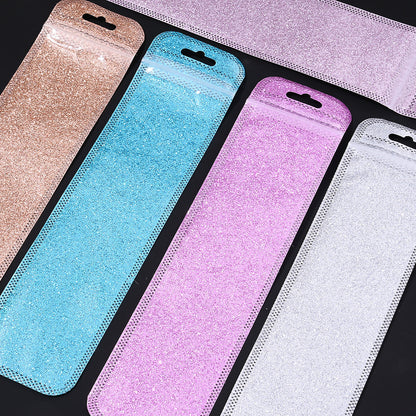 50-Piece 2.16x8.66 in Glitter Holographic Resealable Bags