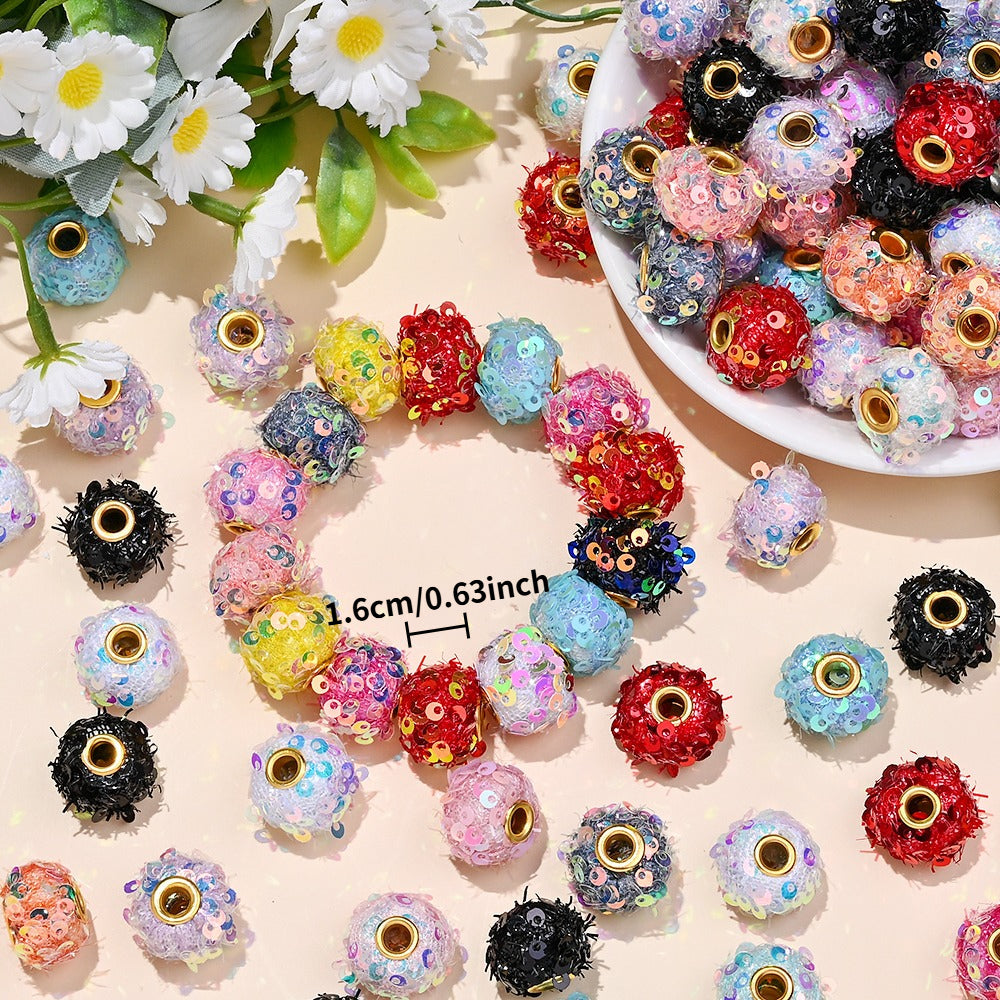 AB Sequin Pom Pom Beads