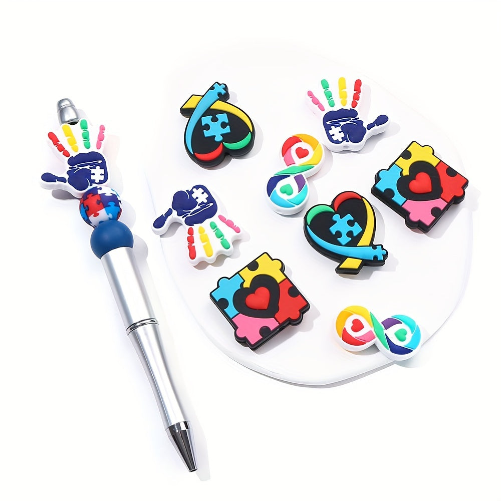 4PCS Puzzle Theme Silicone Bead Set