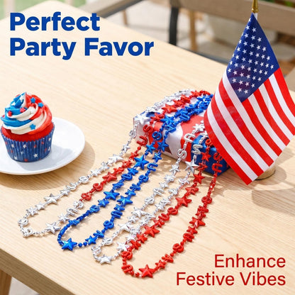 Patriotic USA Star Acrylic Bead Necklaces