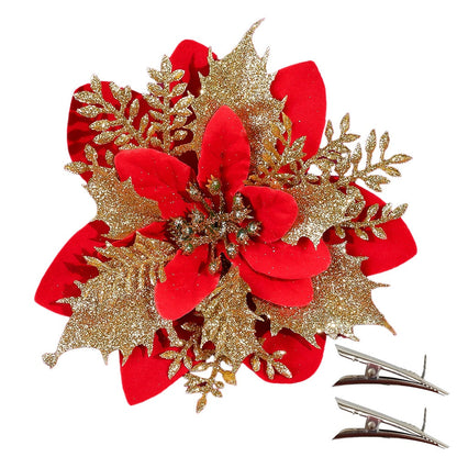 10PCS 14mm Christmas Glitter Layered Flower Set