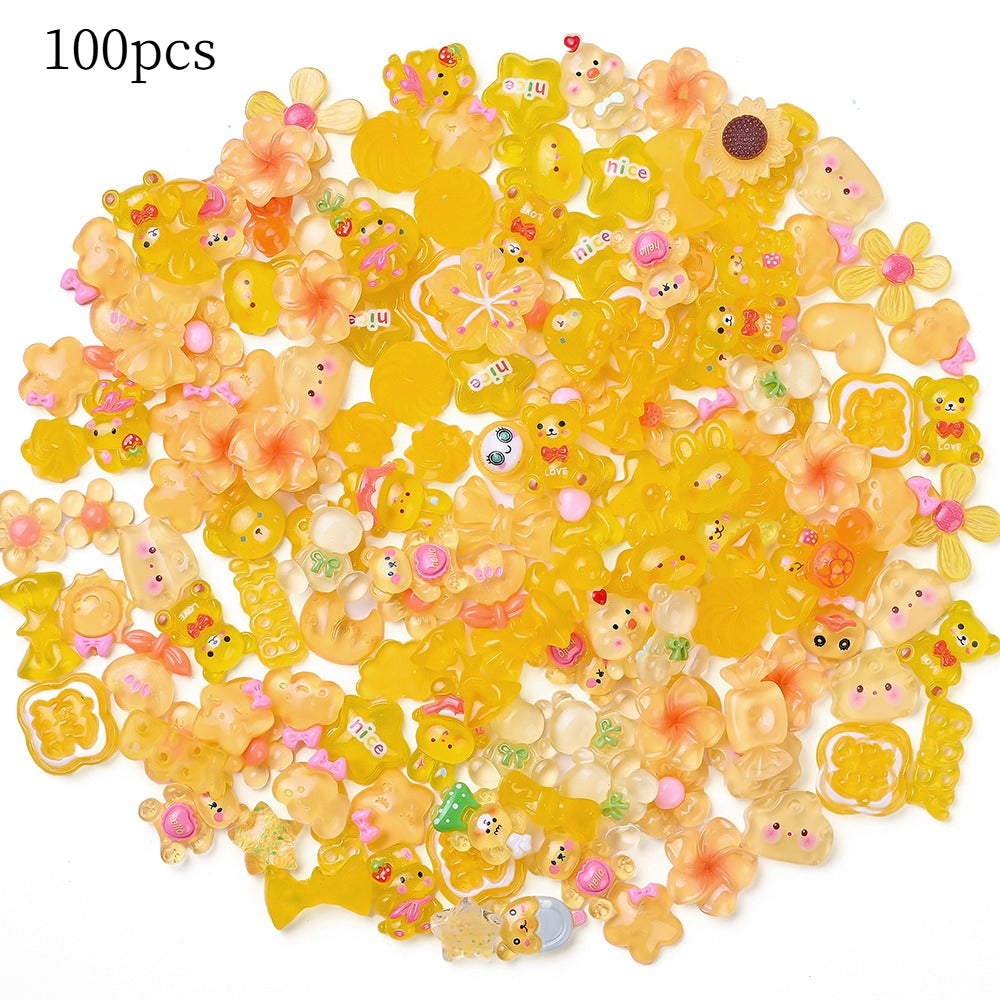 96pcs Rainbow Theme Acrylic Flatback Beads