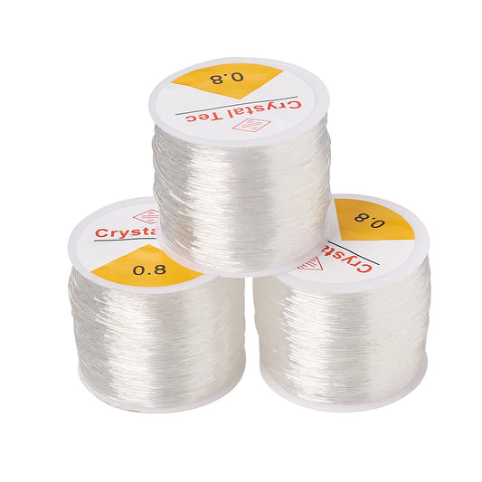 3 Rolls 0.8mm Elastic Beading Cord with Scissors