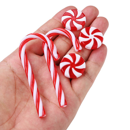 Acrylic Candy Cane Christmas Pendant Charms