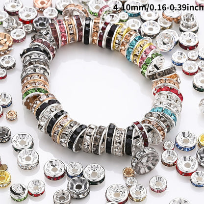 Mixed Color Rhinestone Alloy Spacer Beads