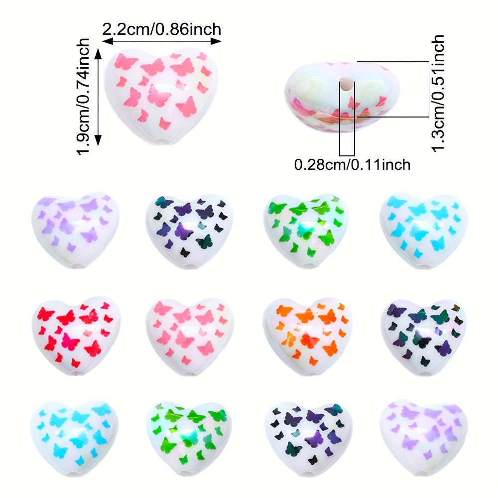 10PCS 19×22mm Butterfly & Love Acrylic Bead Set