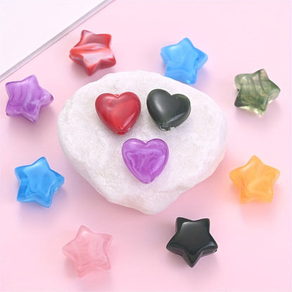 Stained Acrylic Star & Heart Beads
