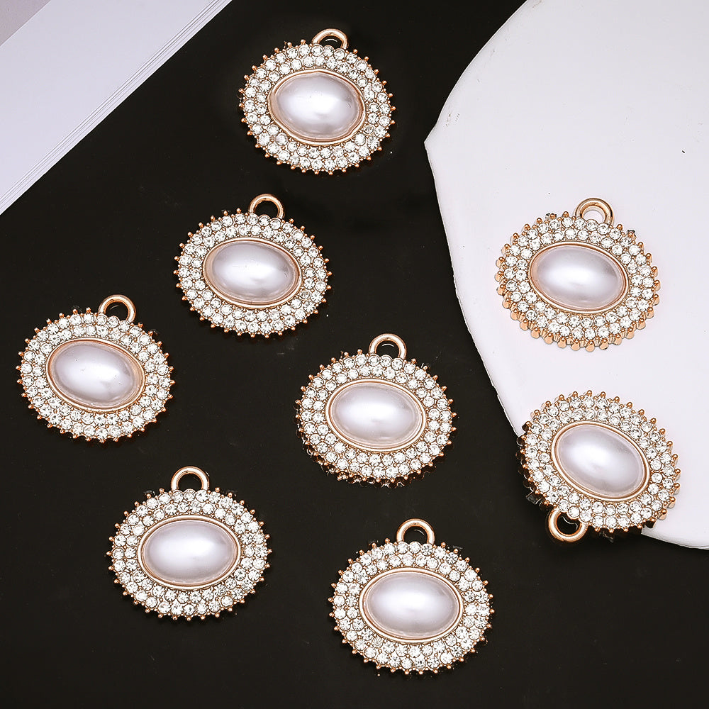 Rose Golden Pearl Rhinestone Pendants