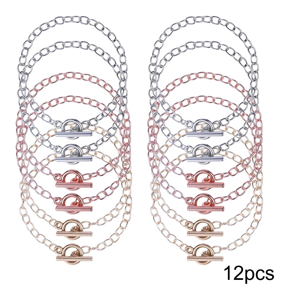 Mixed Color Alloy OT Bracelet Chains