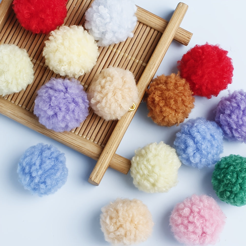 20PCS 20mm Fluffy Pom Pom Pendant Set
