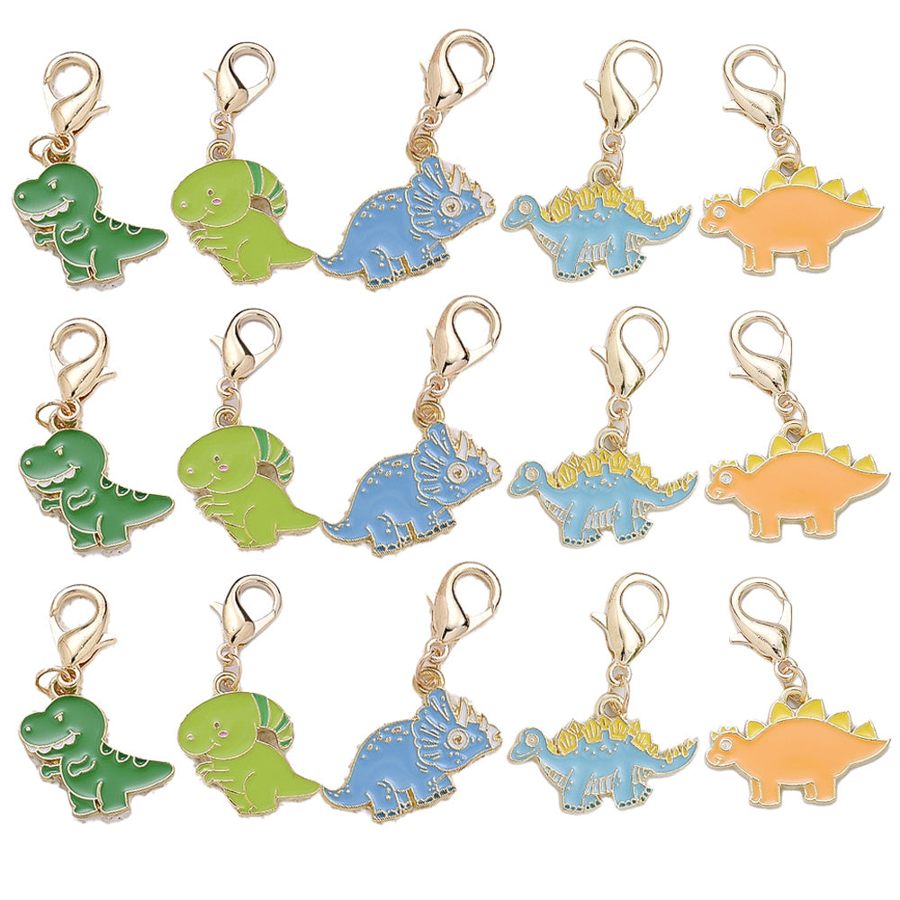 24PCS Multicolor Dinosaur Mini Keychain Set