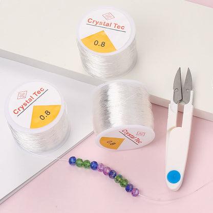 3 Rolls 0.8mm Elastic Beading Cord with Scissors