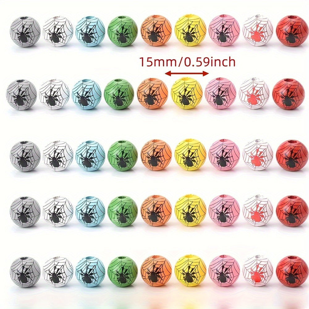 Halloween Spider Web Wooden Spacer Beads