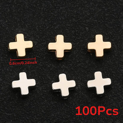 Gold & Silver CCB Cross Spacer Beads