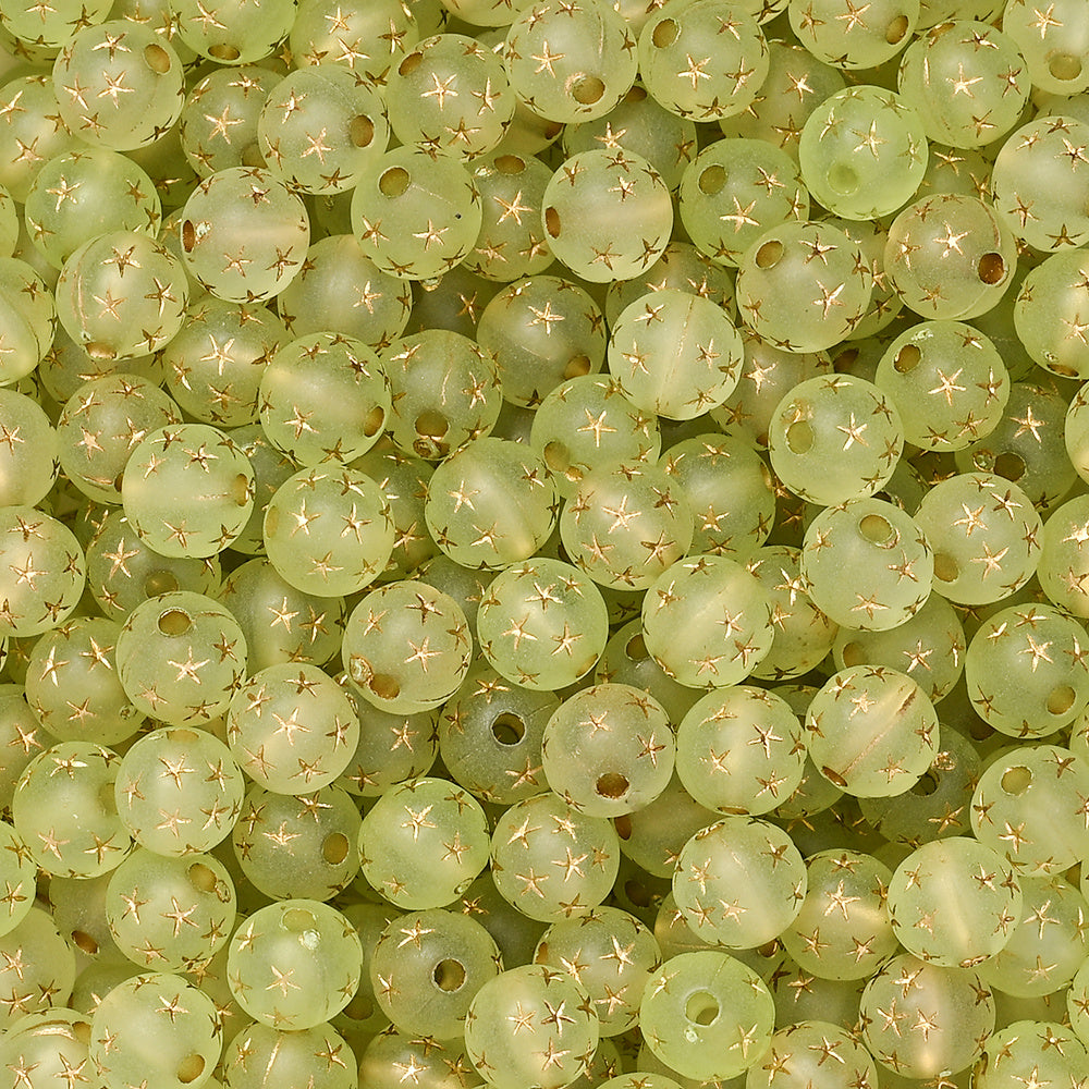 Frosted Acrylic Star Print Round Beads