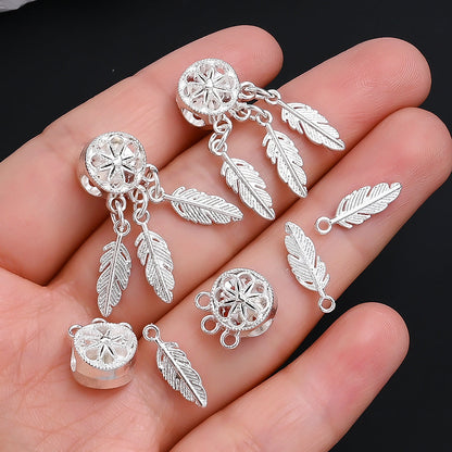 20/40/60PCS Boho Silver-Tone Dreamcatcher Charms & Spacer Beads