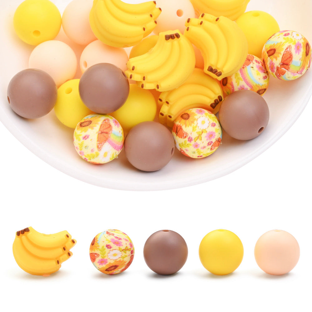 25PCS Fruit Collection Silicone Bead Set