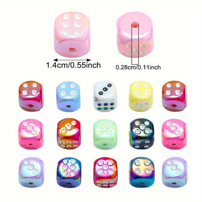 10PCS 14mm Dice-Shaped Acrylic Bead Set