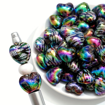 10PCS 19×22mm Lace Love Acrylic Bead Set