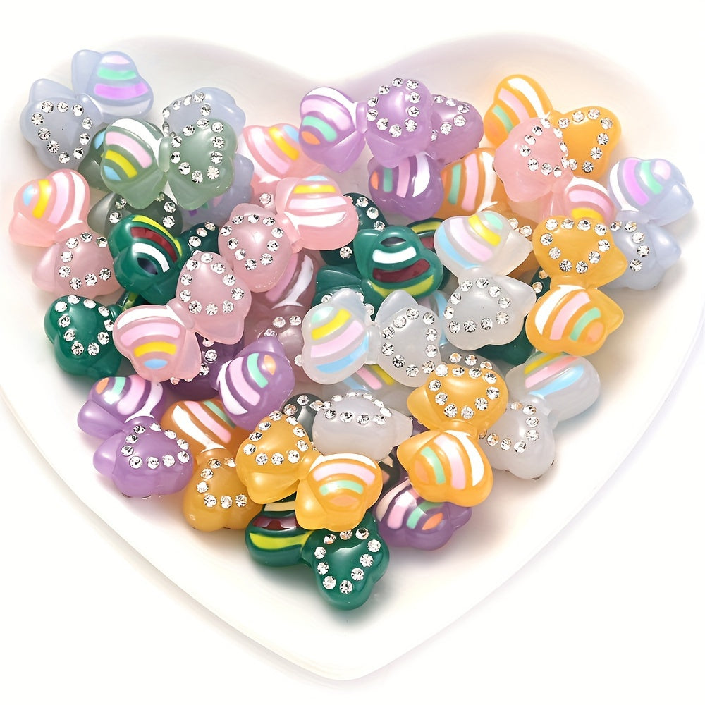5PCS 16×24mm Luminous Bow Acrylic Bead Set
