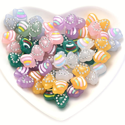 5PCS 16×24mm Luminous Bow Acrylic Bead Set