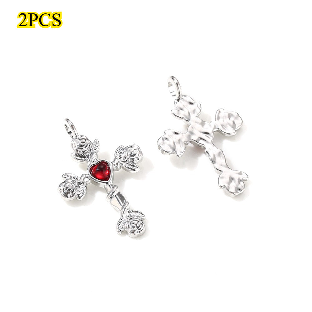 Y2K Rhinestone Cross Alloy Pendants