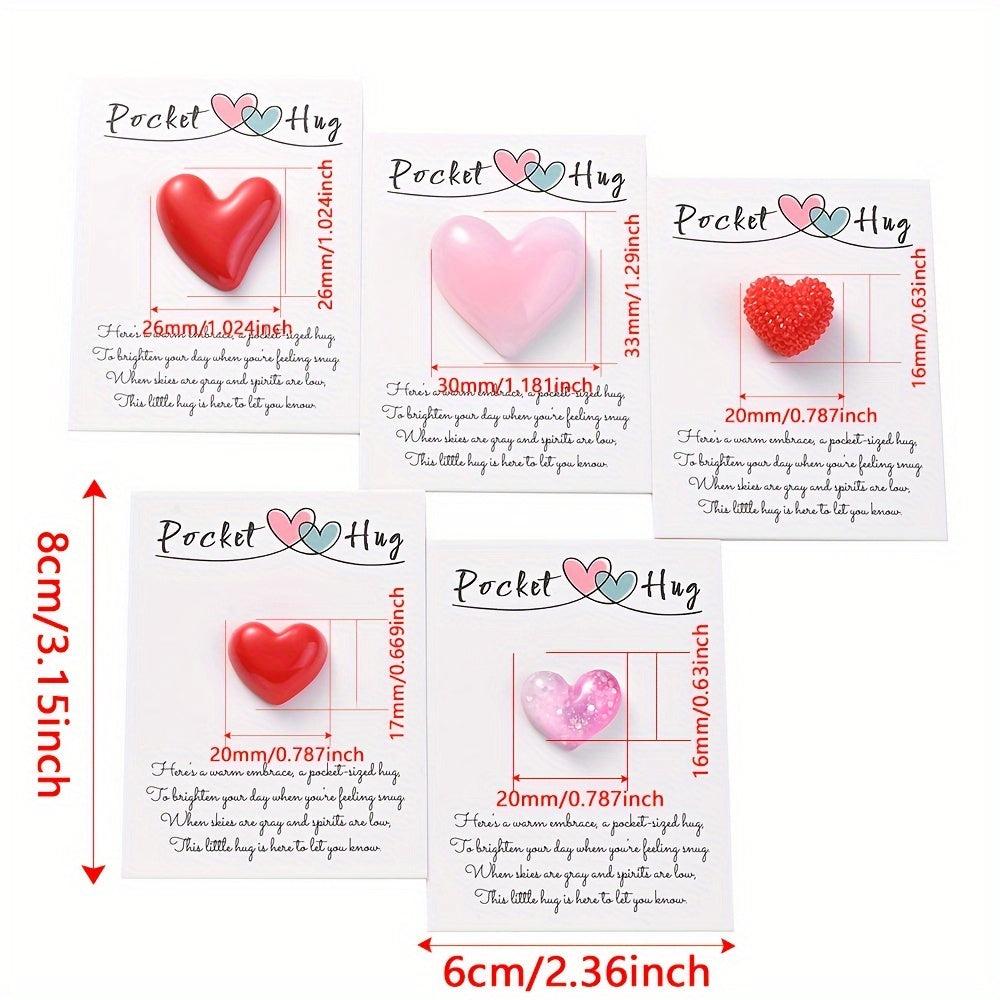 1PC Pocket Hug Poem Card with Resin Love Bead