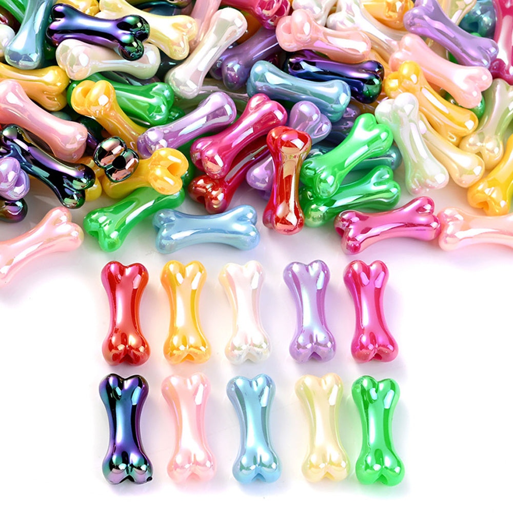Colorful UV-Plated Bone-Shaped Acrylic Spacer Beads
