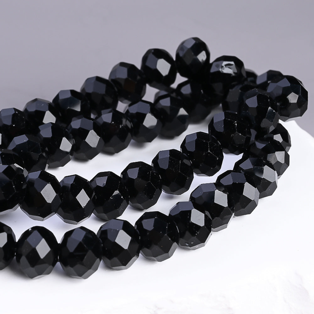 Black Faceted Crystal Glass Beads