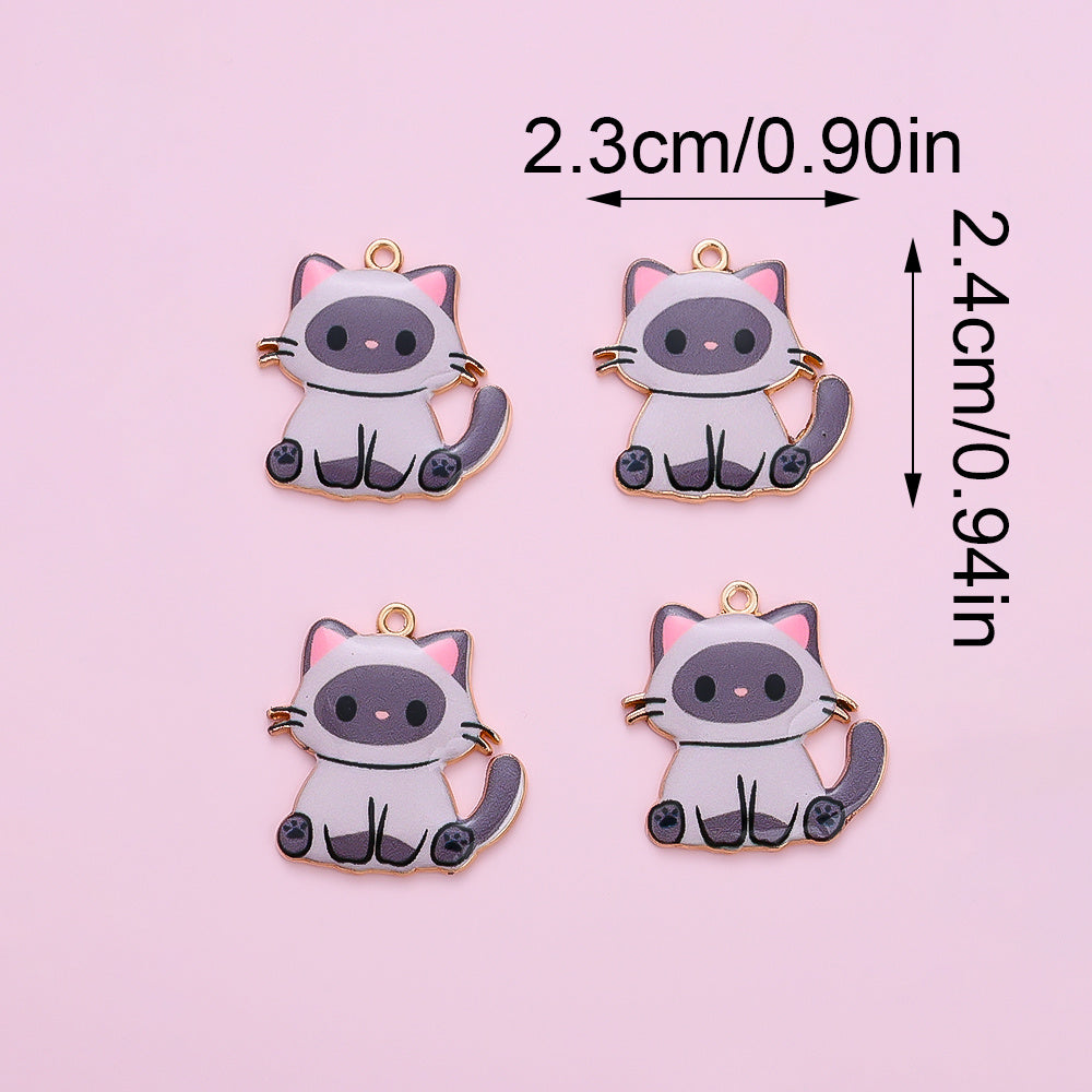 Enamel Cat Pendant Charms