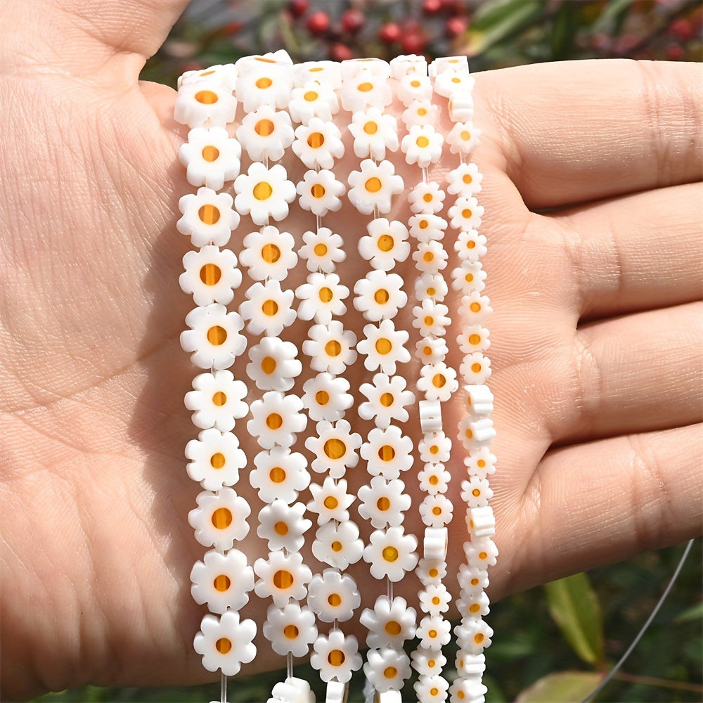4/6/8mm Glass Daisy Flower Beads - DIY Jewelry Making for Bracelets